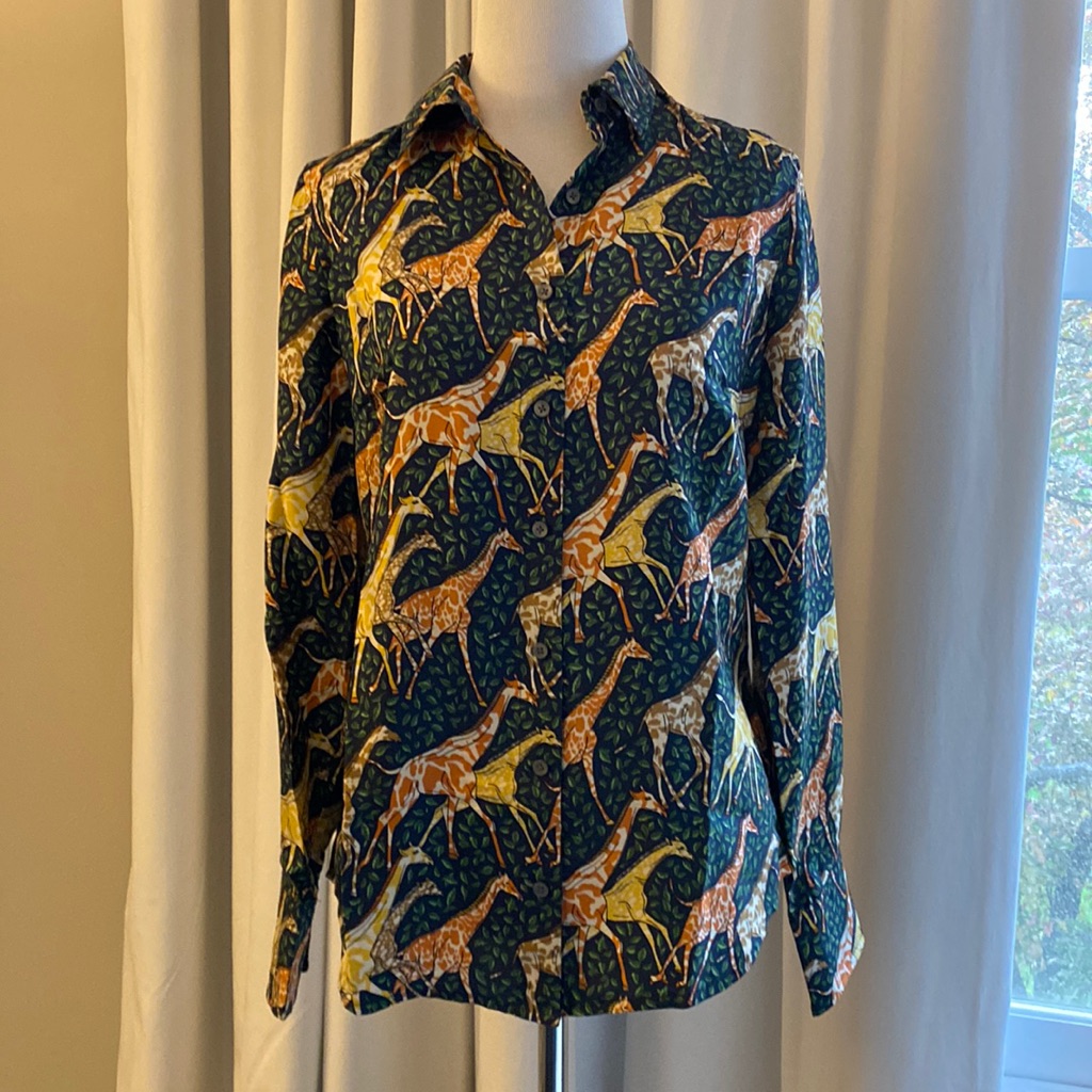 Nwt Printed 100% Silk Blouse